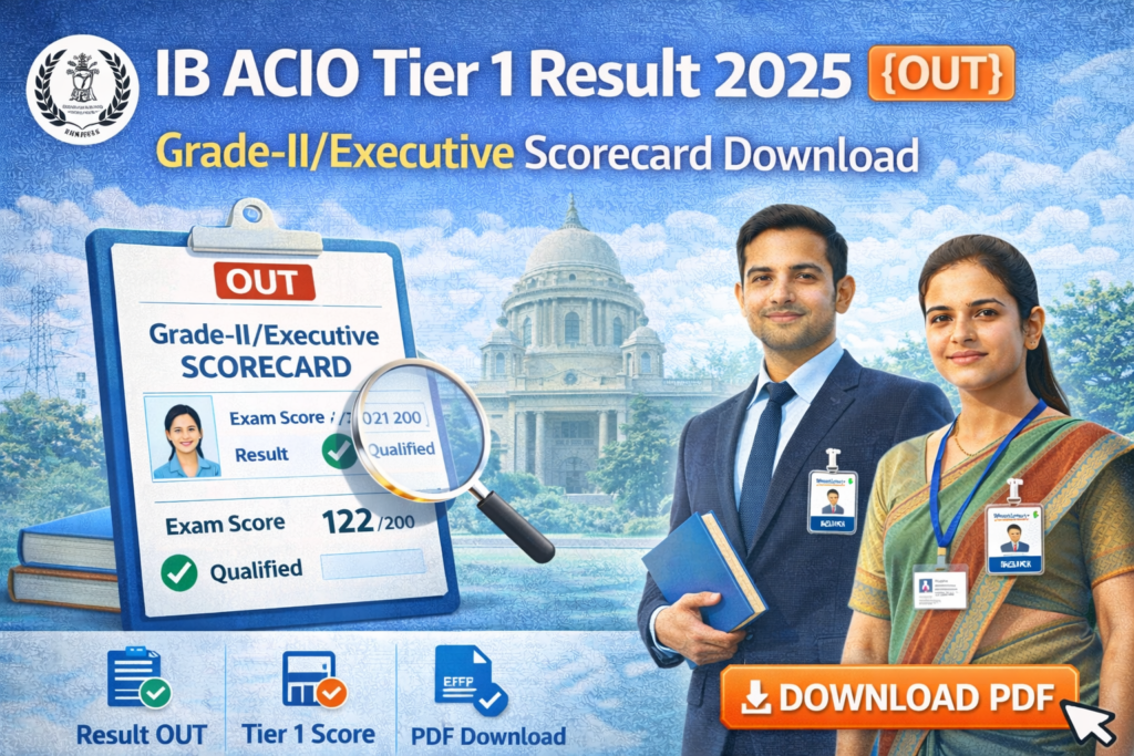 IB ACIO Tier 1 Result 2025 [OUT] Grade-II/ Executive Scorecard Download