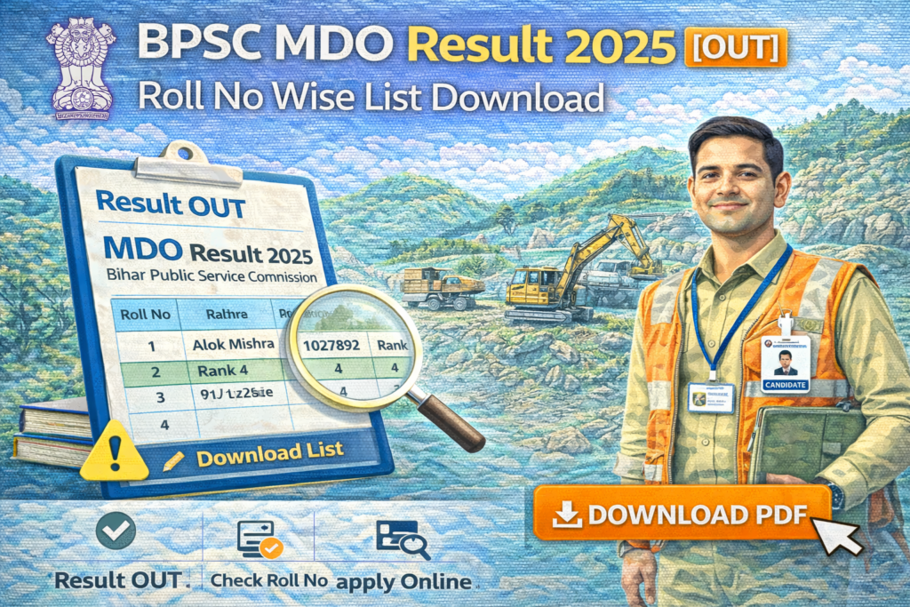BPSC MDO Result 2025 OUT, Roll No Wise List Download