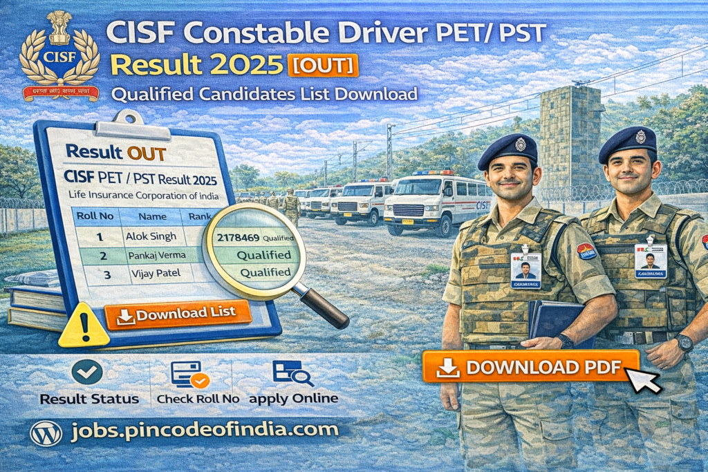 CISF Constable Driver PET/ PST Result 2025 {OUT} Qualified Candidates List Download