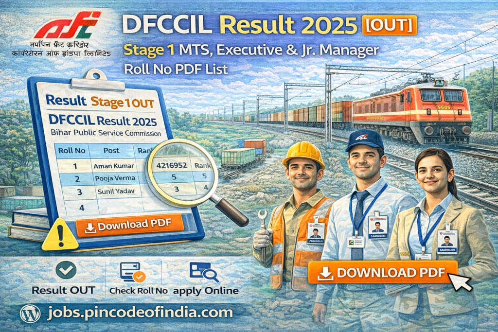 DFCCIL Result 2025, Stage 1 MTS, Executive & Jr. Manager Roll No PDF List