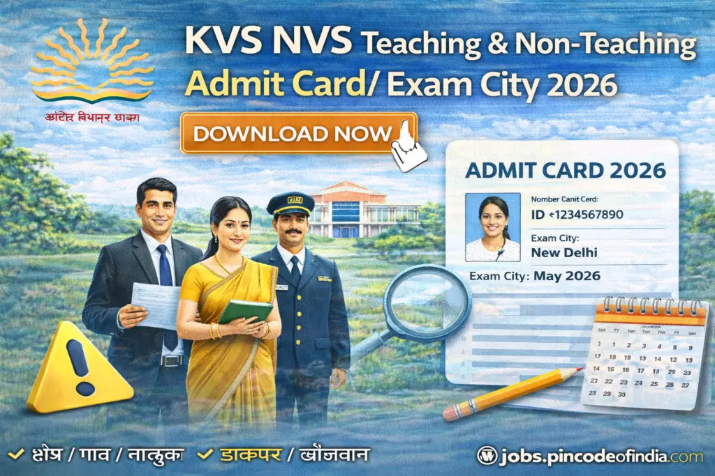 KVS NVS Teaching & Non-Teaching Admit Card/ Exam City 2026