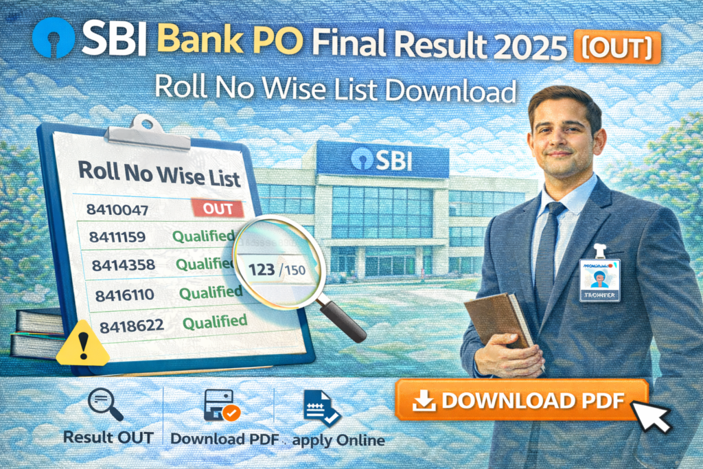 SBI Bank PO Final Result 2025 OUT, Roll No Wise List Download