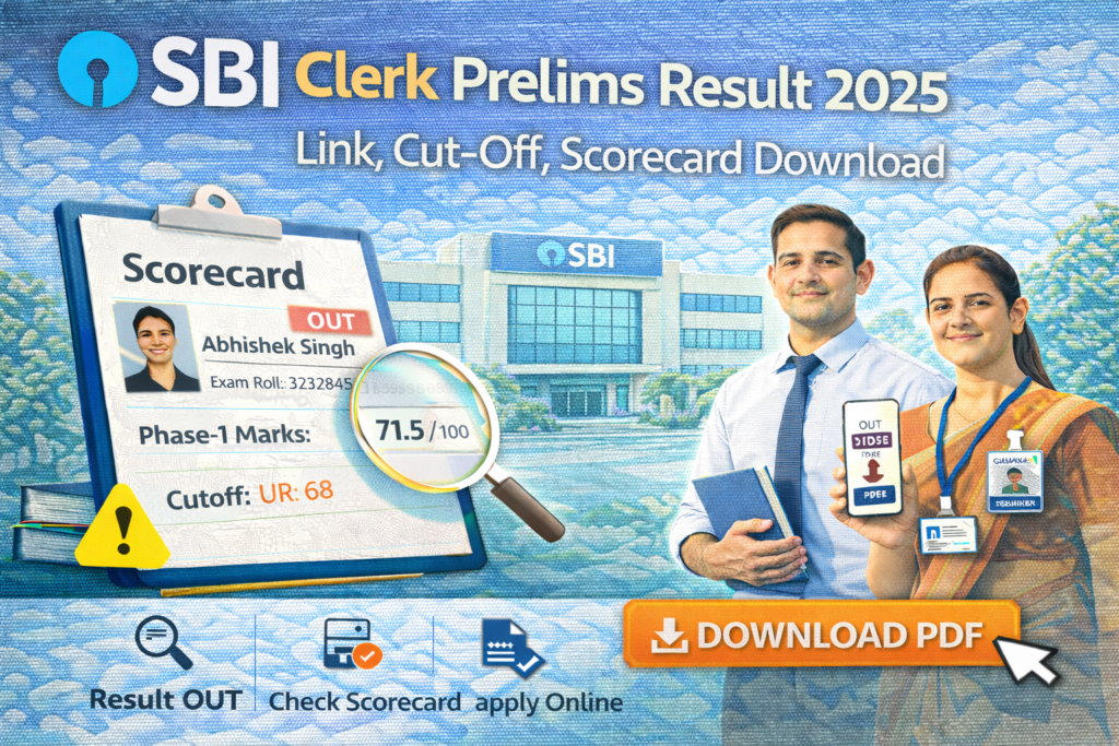 SBI Clerk Result Prelims 2025 Link, Cut-Off, Scorecard Download