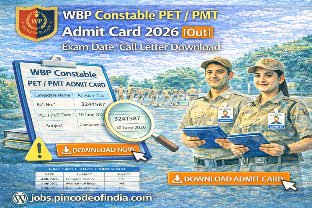 WBP Constable Admit Card PET/ PMT 2026 {Out} Exam Date, Call Letter Download