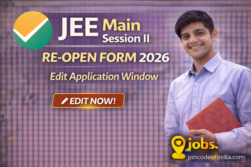 JEE Main Session II Re-Open Form 2026 Edit Application Window
