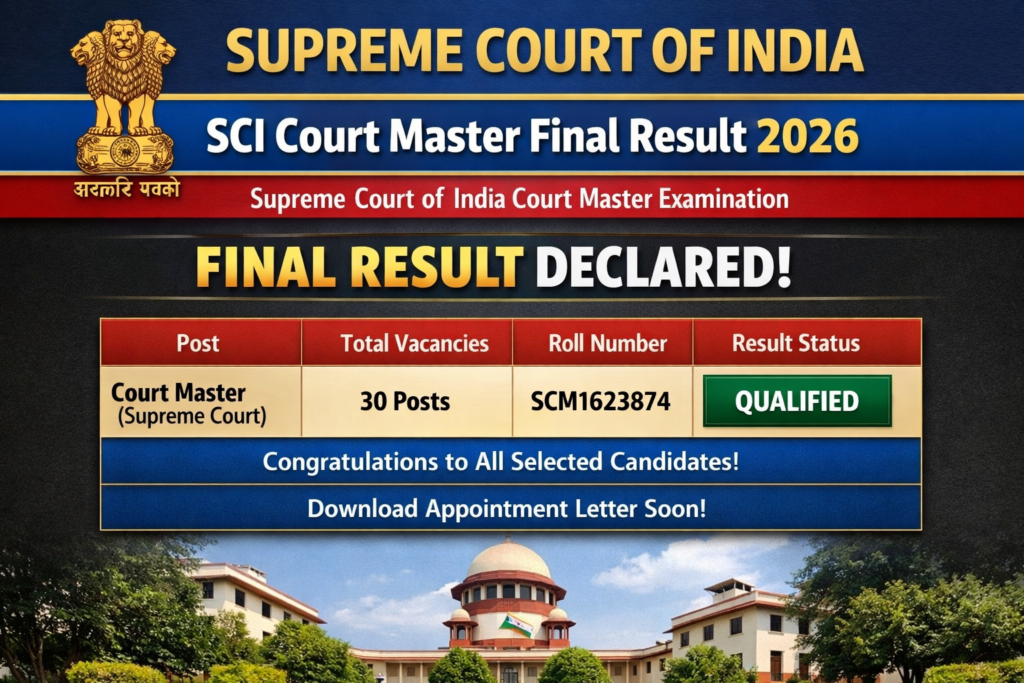 SCI Court Master Final Result 2026 Supreme Court Result