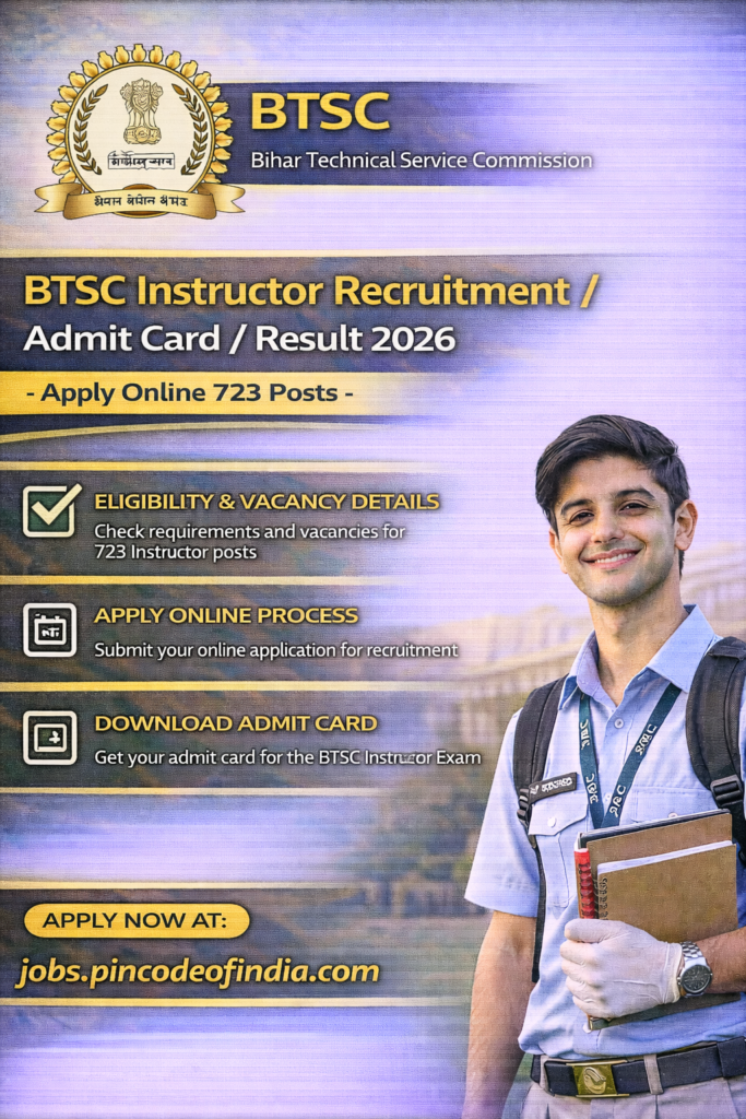 BTSC Instructor Recruitment 2026 – Apply Online for 723 Various Posts