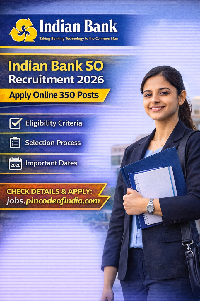 Indian Bank SO Recruitment 2026 Apply Online 350 Posts