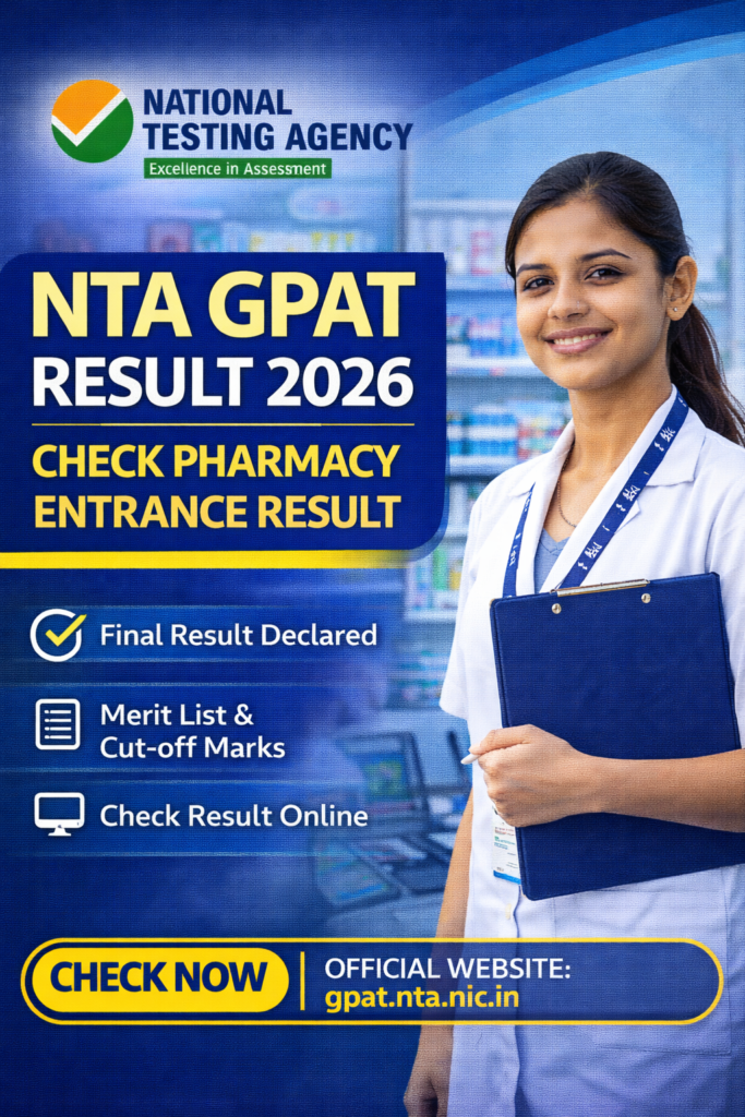 GPAT Result 2026 Check Pharmacy Entrance Result