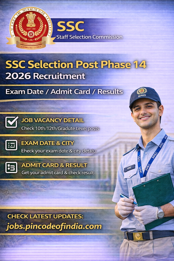 SSC Selection Post Phase 14 2026 Exam City Details Released for 3003 posts. Check Exam Date, City & Download Admit Card online.
