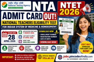 NTA NTET Admit Card 2026 Out – Download Now | Exam on 28 April