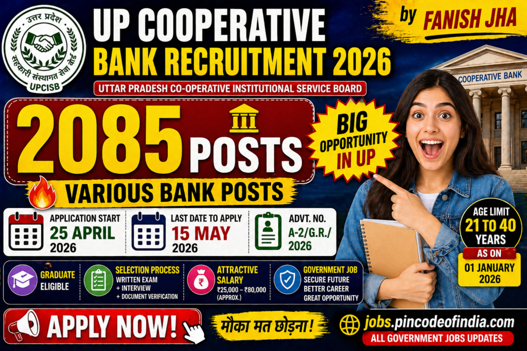 UP Cooperative Bank Recruitment 2026 – Apply Online 2085 Posts 😳 | Last Date 15 May