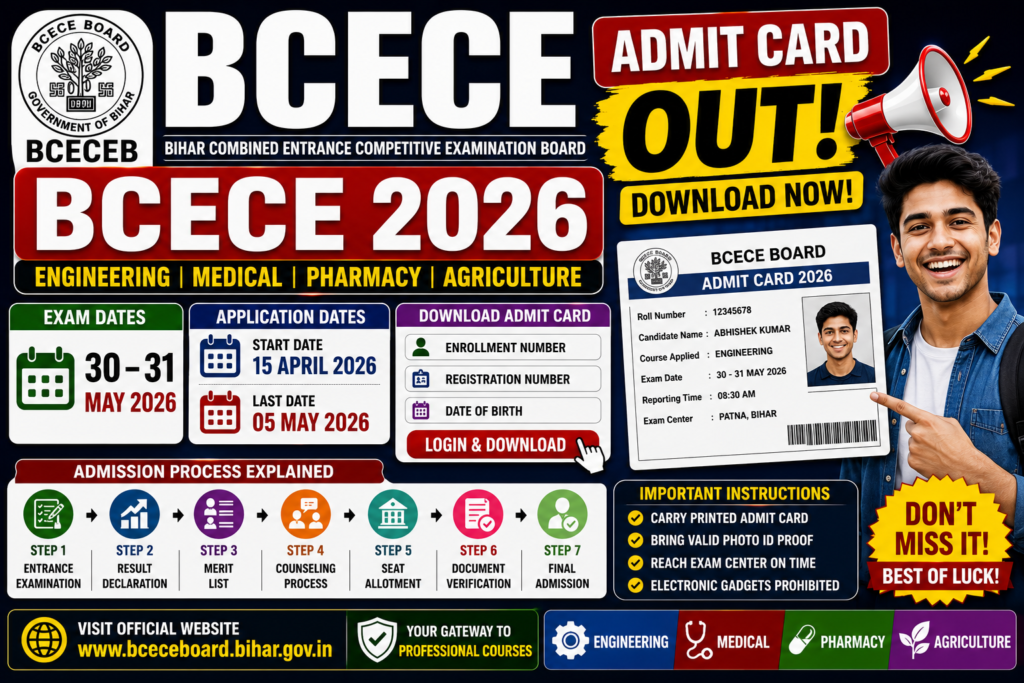 BCECE 2026 Admit Card 2026 🔥 OUT
