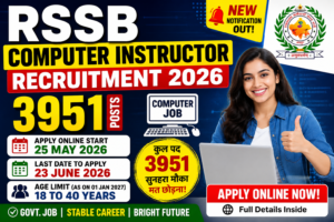RSSB Computer Instructor Recruitment 2026 🔥 Exam City Details Out 1 RSSB Computer Instructor Recruitment 2026 released Exam Schedule on Official website. Check Exam Date, City And Admit Card Details.