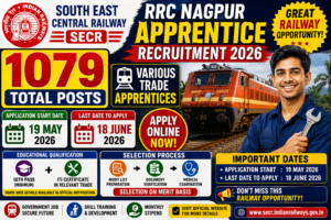 Railway SECR Nagpur Apprentice Recruitment 2026 🔥 1079 Posts