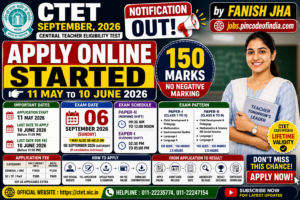 CTET September 2026 Correction / Edit Form 1 CTET September 2026 has released the Correction / Edit Form Notice for the Central Teacher Eligibility Test (CTET) September Examination 2026 on its official website. The CTET application form has started on 25 August 2026, and candidates can apply until 01 September 2026.