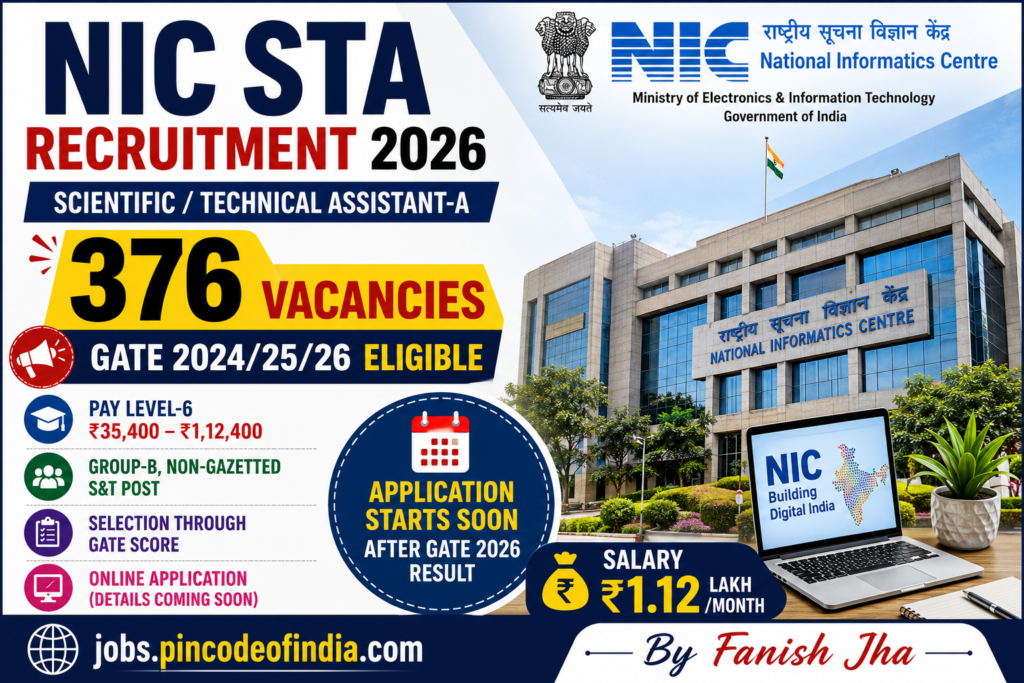 NIC Scientific Technical Assistant Recruitment 2026 Apply Online for 376 Posts