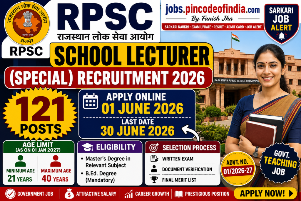 RPSC School Lecturer Special Recruitment 2026 New Exam Date Out