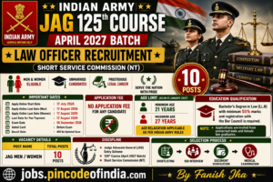 Indian Army JAG 125th Course April 2027 Recruitment 2026 Apply Online for 10 Posts