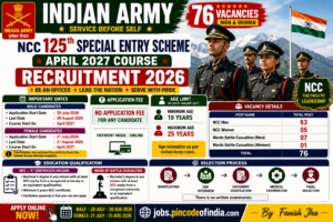 Indian Army NCC 125th Special Entry Scheme April 2027 Recruitment 2026 Apply Online for 76 Posts