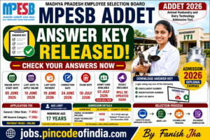 MPESB ADDET 2026 Result Out: Download Animal Husbandry & Dairy Technology Entrance Test Result
