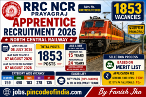 RRC NCR Prayagraj Apprentice Recruitment 2026 Apply Online for 1853 Posts
