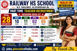 Railway HS School Part Time Teacher Recruitment 2026 | Walk-in Interview for PGT, TGT, PRT & PTI Posts