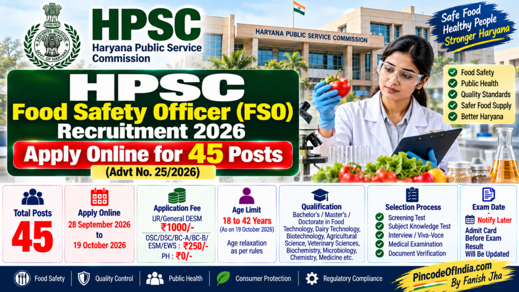 HPSC Food Safety Officer Recruitment 2026 for 45 posts