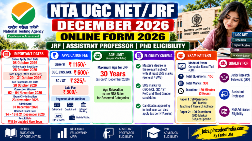 UGC NET December 2026 Online Form – Apply, Dates & Eligibility 1 NTA UGC NET December 2026 online application, eligibility and exam dates